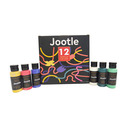 Jootle 12-Pack Acrylic Paint Set (60ml/2oz Each) – High-Pigment Bulk Art Supplies for Canvas, Wood, Ceramics & DIY Crafts